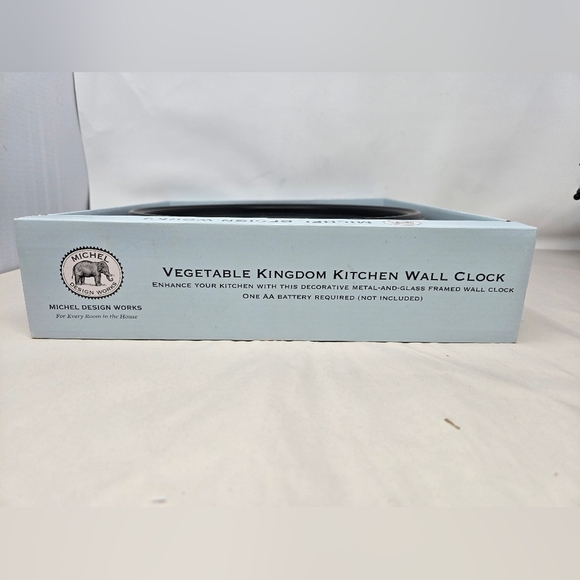 Michel Design Works Vegetable Kingdom Kitchen Wall Clock Metal & Glass Framed - Picture 7 of 9